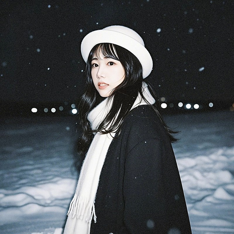 黑夜雪地场景，梦核风胶片头像