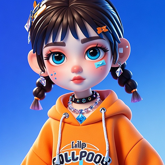 一个女生，橙色卫衣