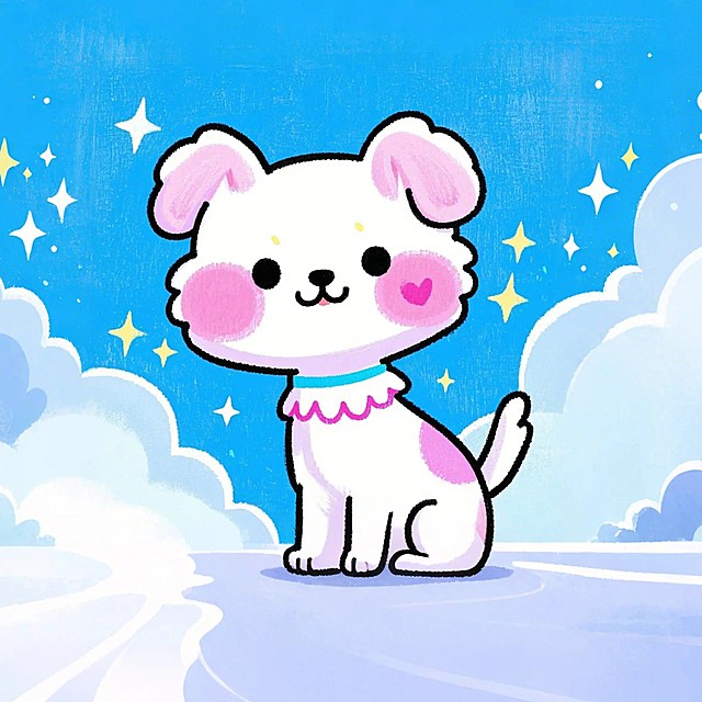 一只小狗，多巴胺配色