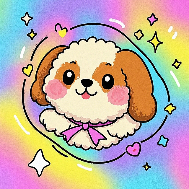 一只小狗，多巴胺配色