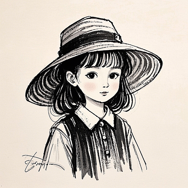 【H5生成、WEB发布】一个戴着帽子的小女孩，穿裙子