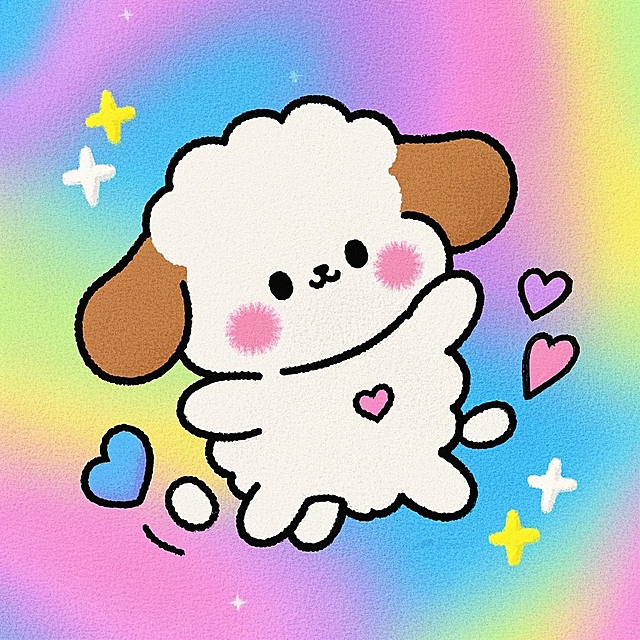 一只小狗，多巴胺配色