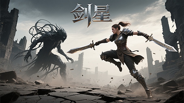 我需要用剑星的游戏画风，以及剑星的主角，来创作一张海报。标题就是“剑星”，画三张。