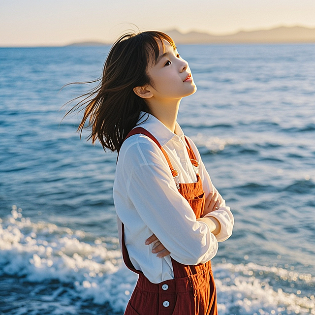 海边少女，清新柔和，实景动漫风，杂志感十足，尽显夏日美好。习近平