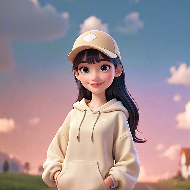 穿卫衣的女生，黑色长发，齐刘海