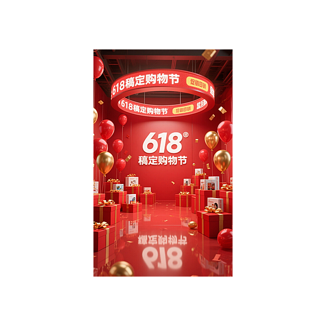 3D风格，红色，618稿定购物节