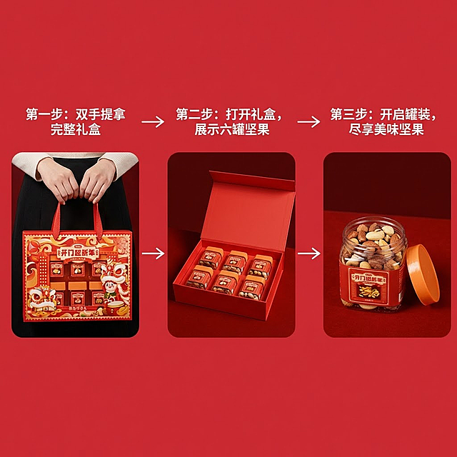 生成一套淘宝电商套图，目标在春节期间销售，中文，卖点是年货「图片1」