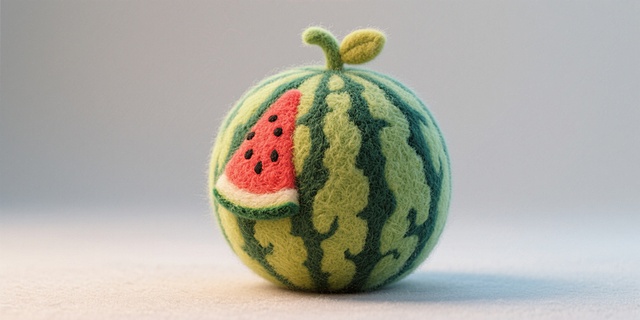 生成一个西瓜图片 比例2:1 风格毛毡