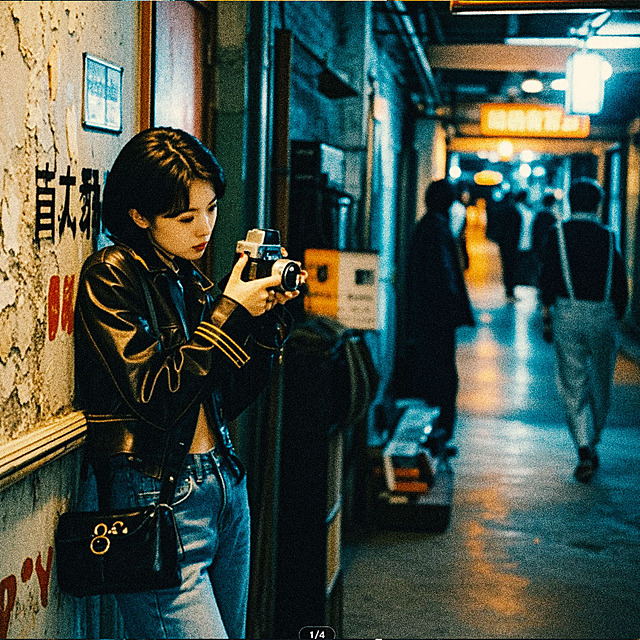 女摄影师，重庆大厦取景