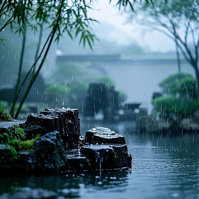 苏州园林，雨天