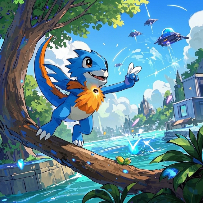 数码宝贝角色，充满活力的动漫风格，未来感与科技感结合，高度细致的数字艺术。预览效果