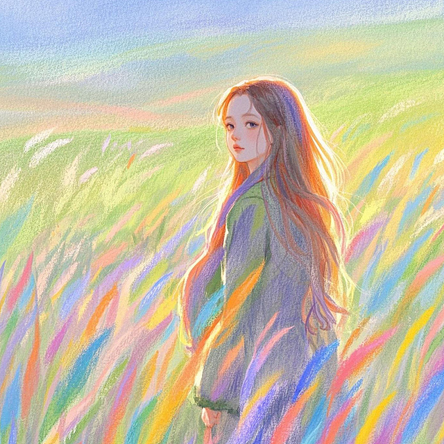 一个女生，麦田