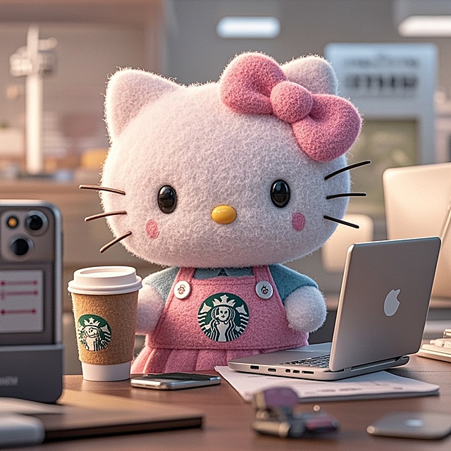 可爱卡通风格，拟人化猫咪办公场景，温馨有趣。